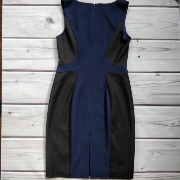Black Halo Color-block Sleeveless Sheath Mini Dress, size 12 in black & navy - Picture 2 of 8